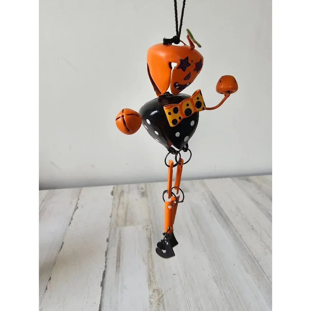 Metal jointed‎ pumpkin ornament Halloween jack-o'-lantern skeleton tree